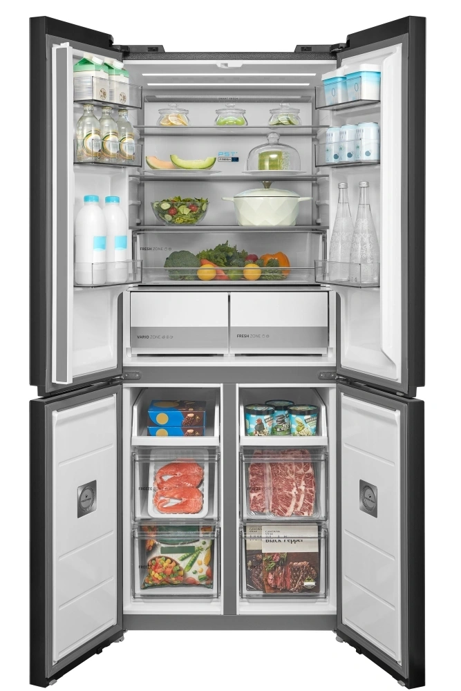 Midea MDRM587BIE70 inox, négyajtós, Hűtő:276L, Fagyasztó:150L, No frost hűtőszekrény