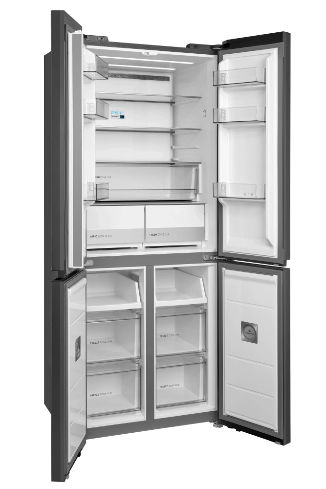 Midea MDRM587BIE70 inox, négyajtós, Hűtő:276L, Fagyasztó:150L, No frost hűtőszekrény