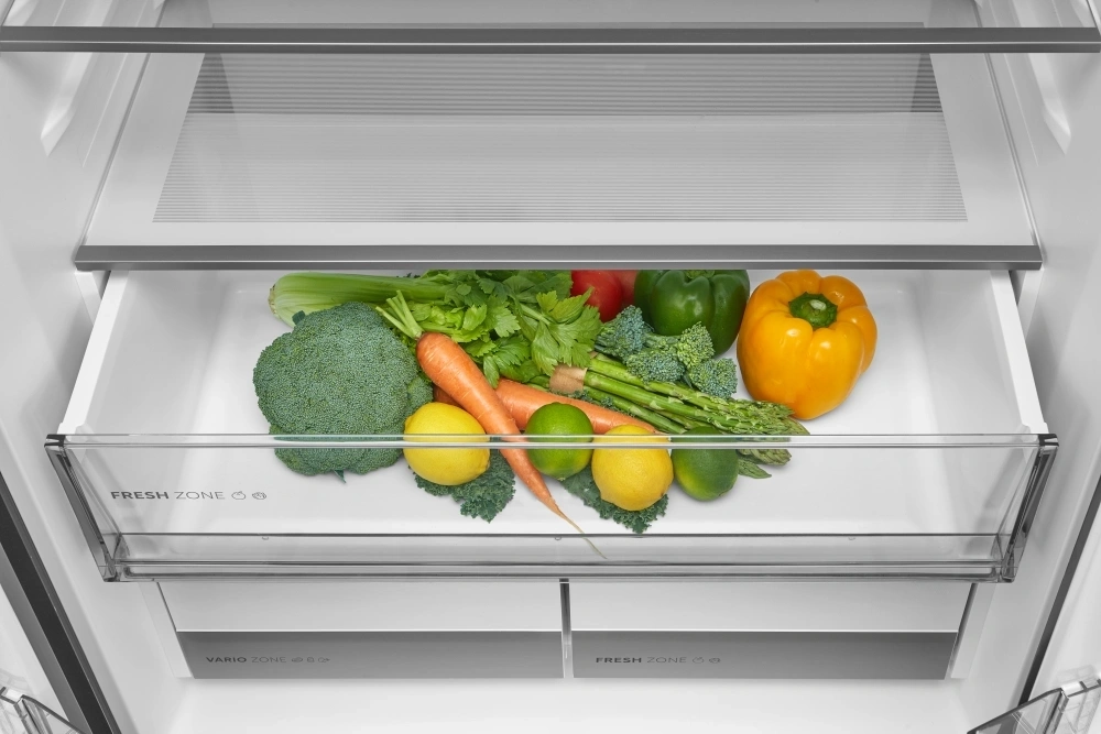 Midea MDRM587BIE70 inox, négyajtós, Hűtő:276L, Fagyasztó:150L, No frost hűtőszekrény