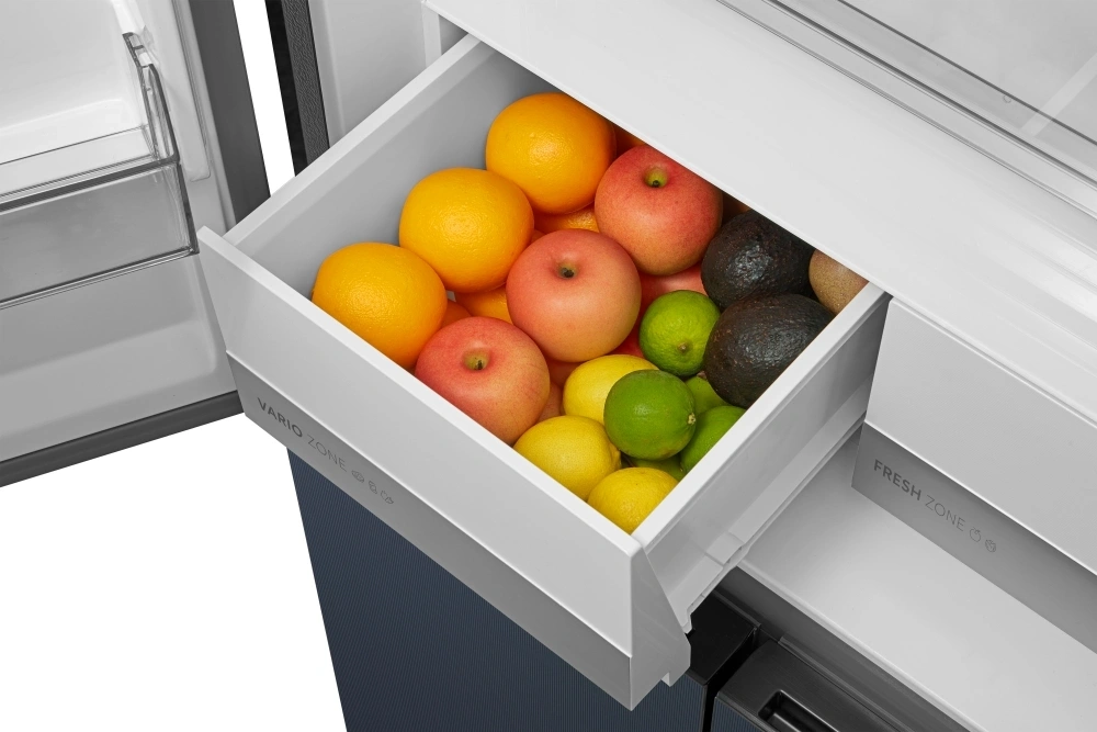 Midea MDRM587BIE70 inox, négyajtós, Hűtő:276L, Fagyasztó:150L, No frost hűtőszekrény