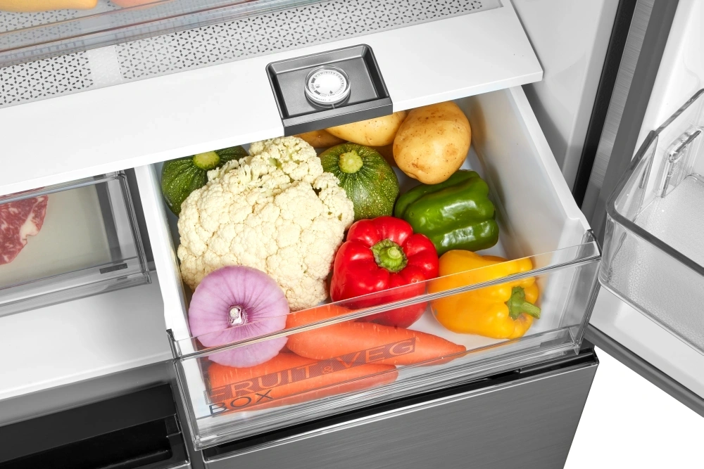 Midea MDRM691FIE46 inox, négyajtós, Hűtő:345L, Fagyasztó:170L, No frost hűtőszekrény