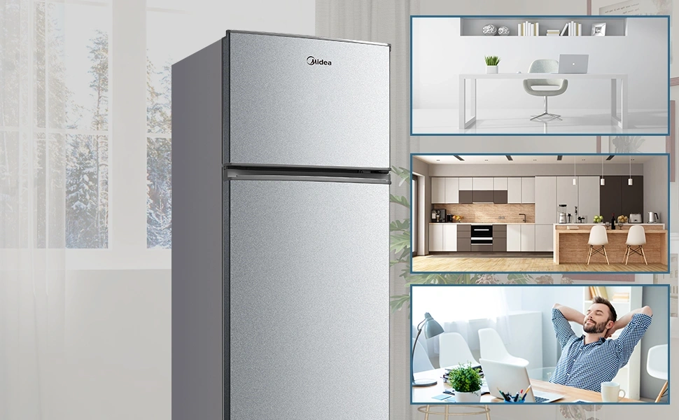 Midea MDRT294FGE50 ezüst, felülfagyasztós, Hűtő:163L, Fagyasztó:41L, No frost hűtőszekrény