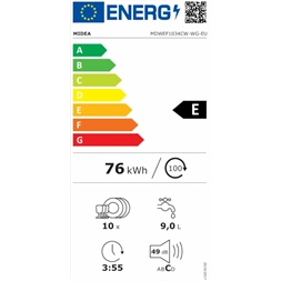 Midea MDWEF1034CW-WG-EU fehér, programok száma: 8, szabadonálló, 10 terítékes mosogatógép