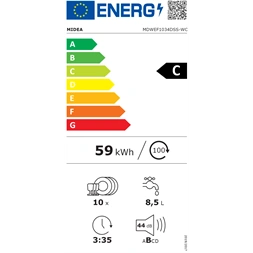 Midea MDWEF1034DSS-WC inox , programok száma: 9, szabadonálló, 10 terítékes mosogatógép