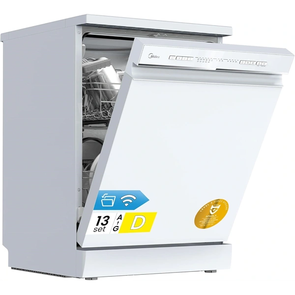 Midea MDWPF1333CW-WD-EU fehér programok száma: 8, szabadonálló, 13 terítékes mosogatógép