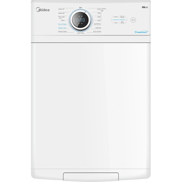 Midea MF100T80B/W-HR fehér,felültöltős, max.1300ford., 8kg, mosógép