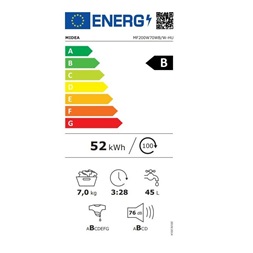 Midea MF200W70WB/W-HU fehér, elöltöltős, max.1400ford., 7 kg, mosógép (Újszerű)