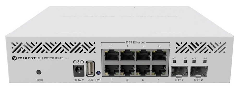 MikroTik CRS310-8G+2S+IN 8x 2.5GbE LAN port, 2x SFP+ port Cloud Router Switch