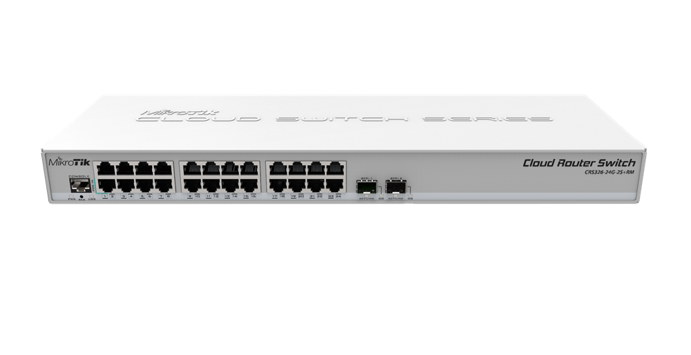MikroTik CRS326-24G-2S+RM 1U 19" 24port GbE LAN 2x SFP+ uplink Cloud Router Switch