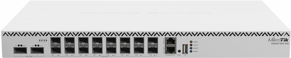 MikroTik CRS518-16XS-2XQ-RM L6 1xFE LAN, 2x 100G QSFP28, 16x25G SFP28 port Cloud Router Switch