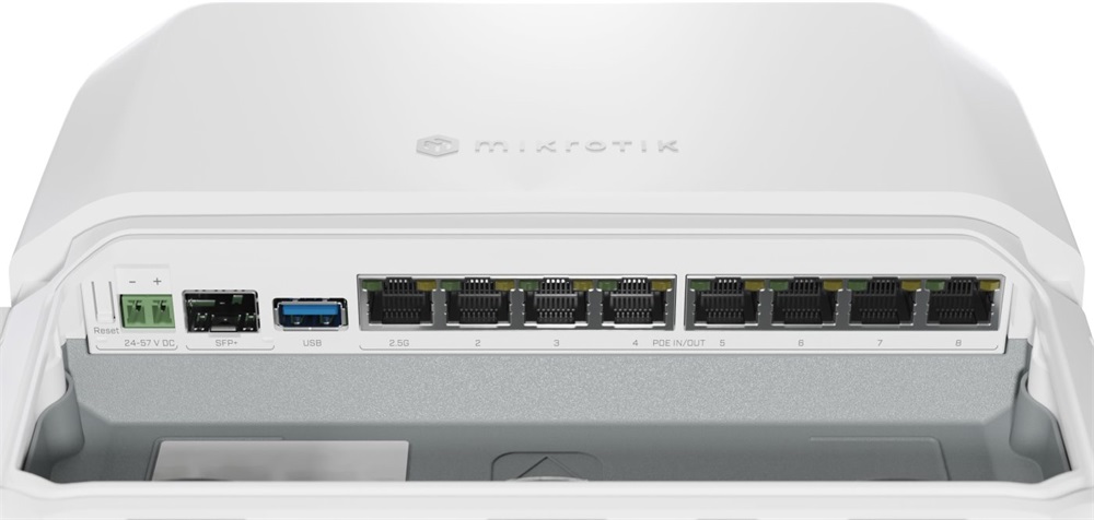 MikroTik RB5009UPr+S+OUT 1x2.5GbE PoE LAN 7xGbE PoE LAN 1xSFP+ port IP66 kültéri Smart router