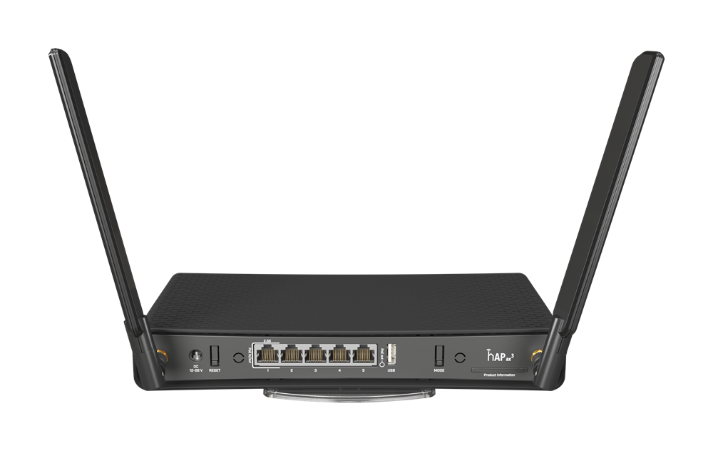 MikroTik hAP ax3 C53UiG+5HPaxD2HPaxD L6 1x 2.5GbE Multi-Gig LAN 4xGbE LAN 802.11ax Wi-Fi 6 Vezeték nélküli router