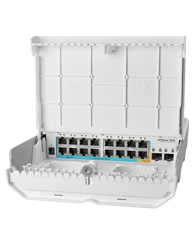 MikroTik netPower 15FR 16xFE LAN 2x SFP port kültéri switch