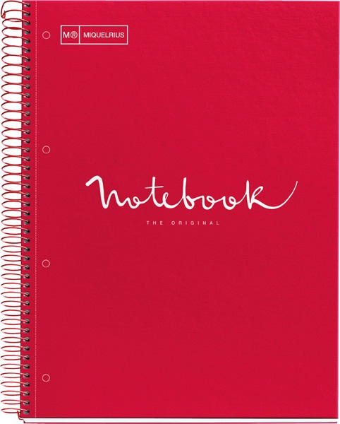 Miquelrius Emotions A4 PP 5x24 lapos piros kockás spirálfüzet