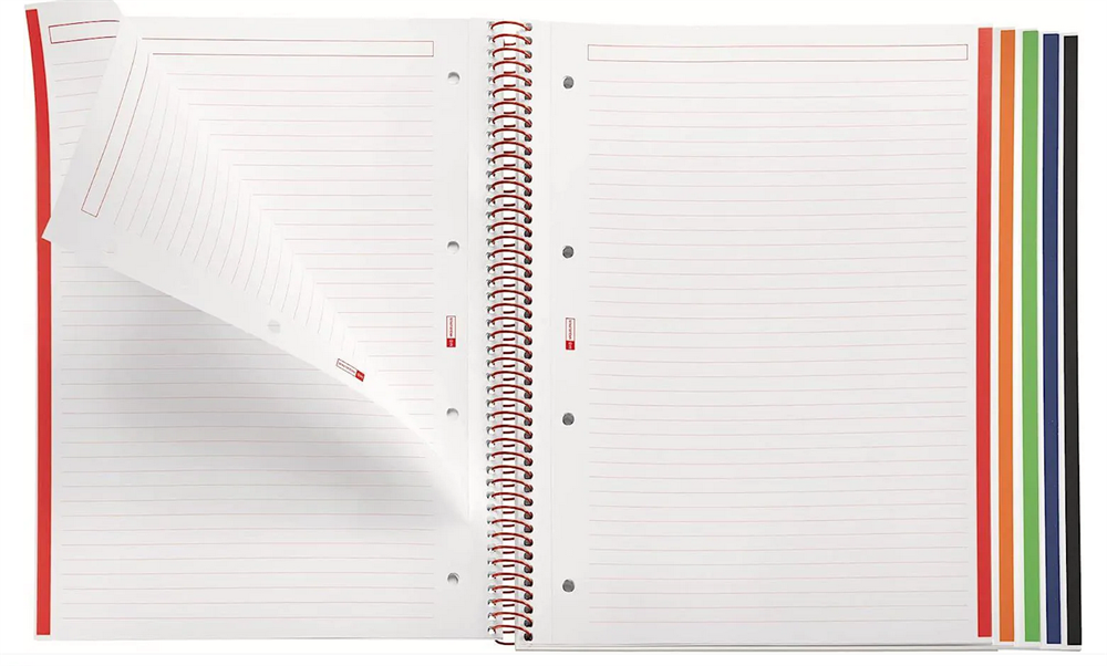 Miquelrius Emotions A4 PP 5x24 lapos piros vonalas spirálfüzet