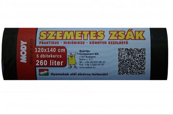 Mody 260l 120x140cm 40 mikr. 5 db/csomag háztartási szemeteszsák