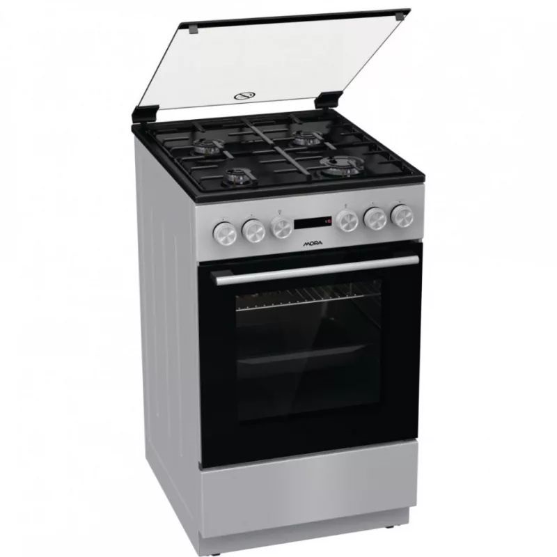 Mora K4255CS inox, szabadonálló, gáz, kombinált, főzőzóna: 4, sütő:70L, grill, tűzhely