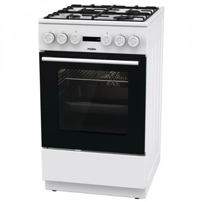 Mora K4255CW fehér, szabadonálló, gáz, kombinált, főzőzóna: 4, sütő:70L, grill, tűzhely
