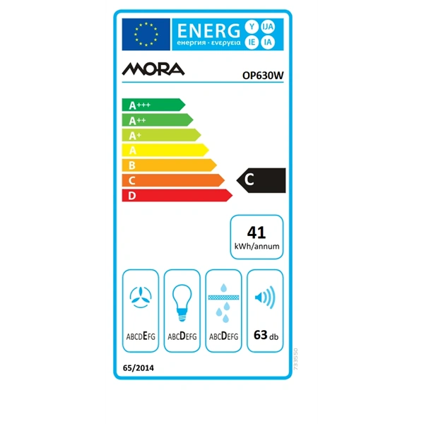 Mora OP630W fehér, hagyományos, méret:60cm, zajszint 63dB, páraelszívó (Újszerű)