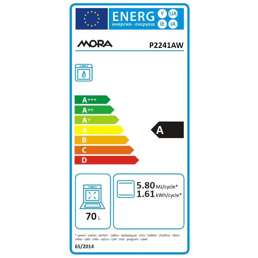 Mora P2241AW fehér, szabadonálló, gáz, főzőzóna: 4, sütő:70L, tűzhely
