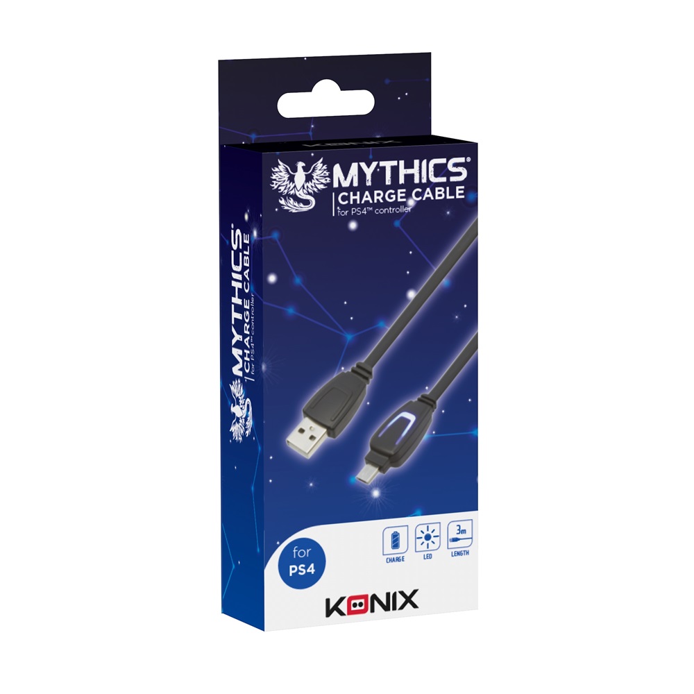Mythics KX-CC-PS4 PlayStation 4 Play & Charge LED fénnyel 3m töltőkábel