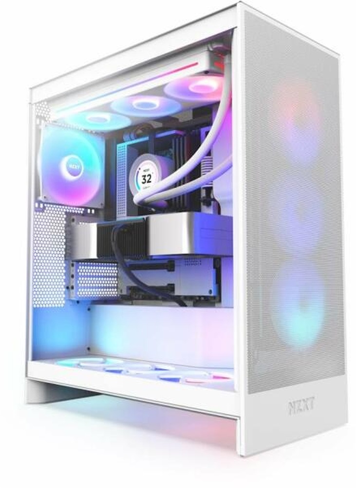 NZXT H7 Flow 2024 RGB Fehér (Táp nélküli) ablakos ATX ház