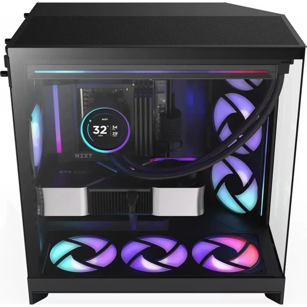 NZXT H9 Flow RGB 2025 fekete (táp nélküli) ablakos ATX ház