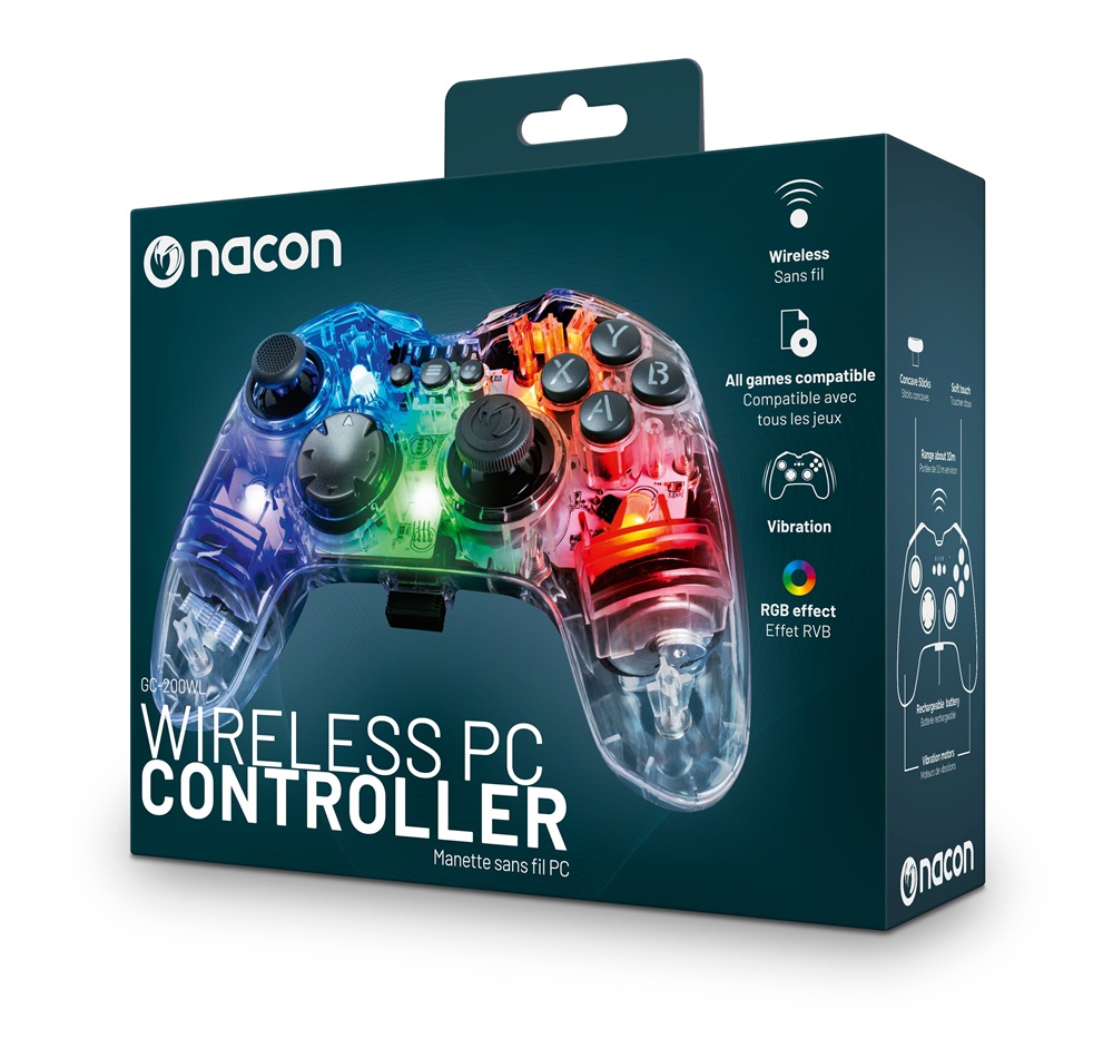 Nacon 2809125 GC-200WL PC vezeték nélküli RGB átlátszó kontroller