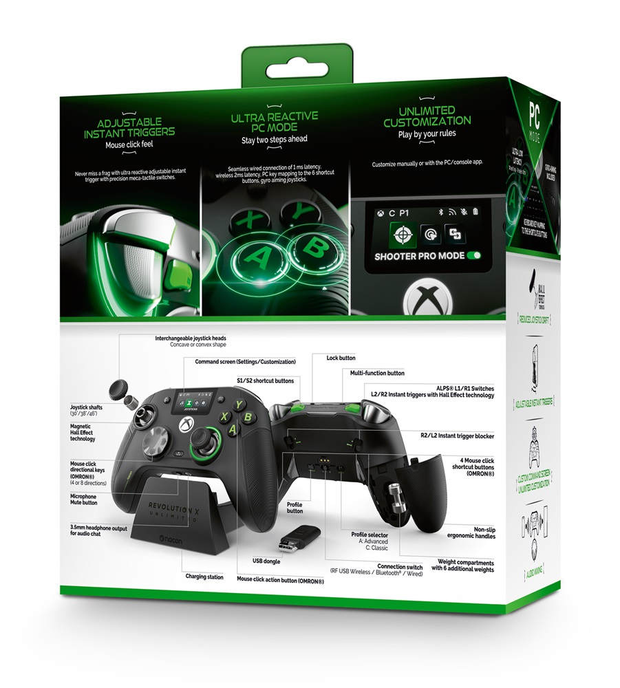 Nacon 2809576 Revolution X Unlimited Xbox One/Xbox Series vezeték nélküli fekete kontroller
