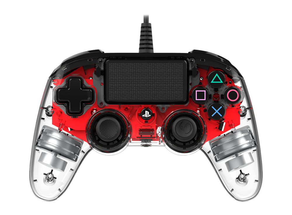 Nacon 2804955 Compact PS4 vezetékes átlátszó-halványpiros kontroller