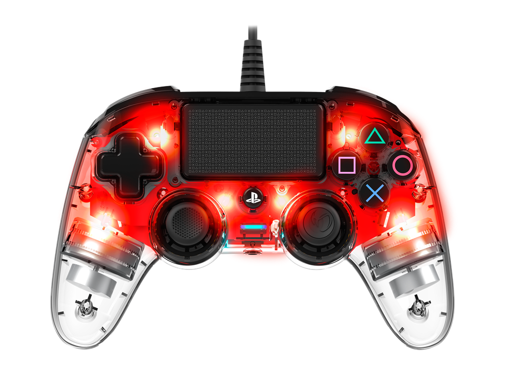 Nacon 2804955 Compact PS4 vezetékes átlátszó-halványpiros kontroller
