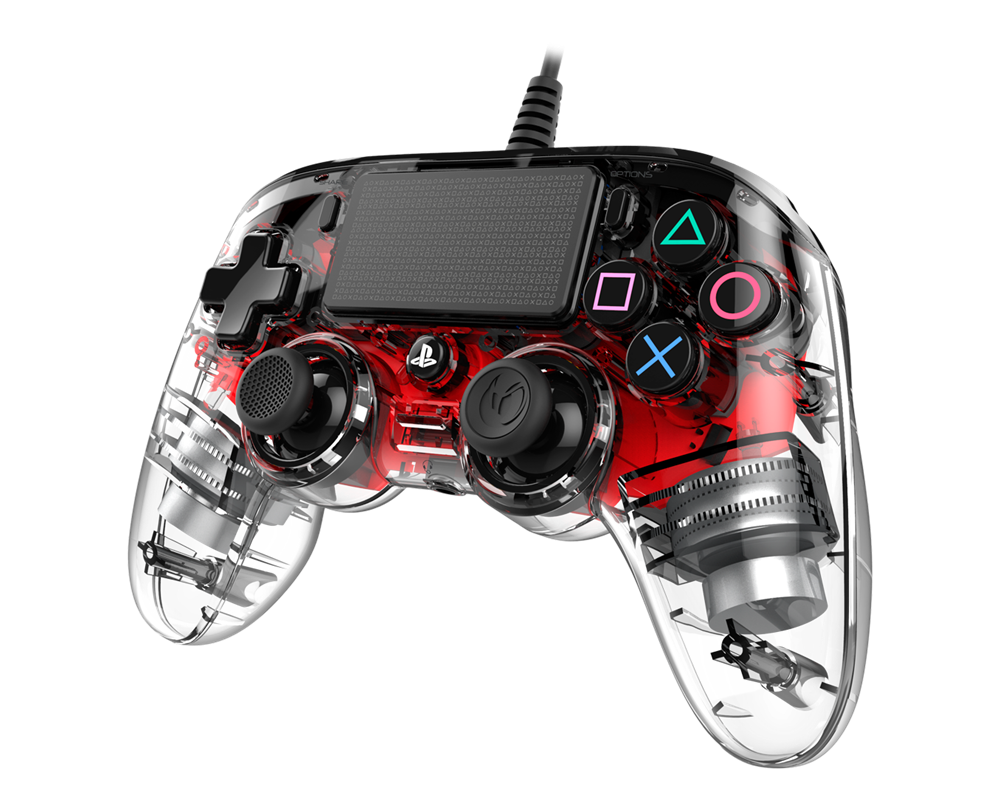 Nacon 2804955 Compact PS4 vezetékes átlátszó-halványpiros kontroller