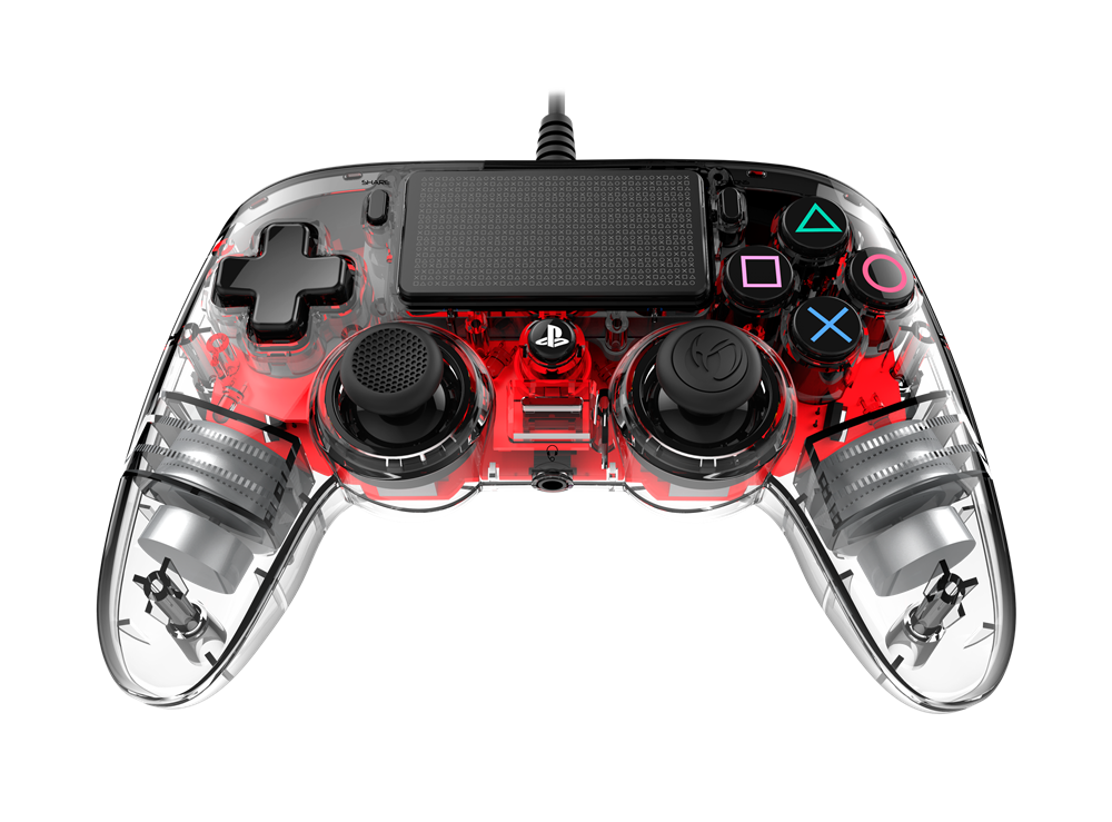 Nacon 2804955 Compact PS4 vezetékes átlátszó-halványpiros kontroller
