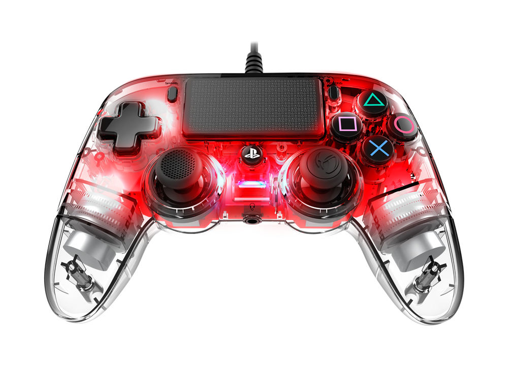 Nacon 2804955 Compact PS4 vezetékes átlátszó-halványpiros kontroller