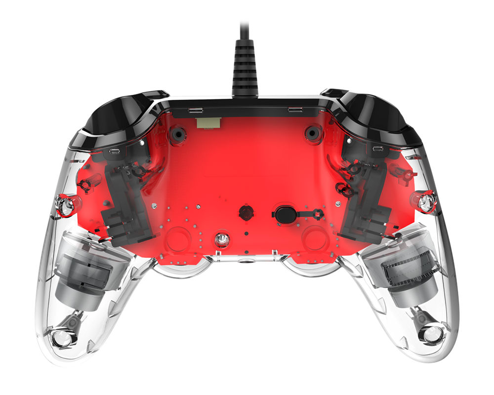Nacon 2804955 Compact PS4 vezetékes átlátszó-halványpiros kontroller
