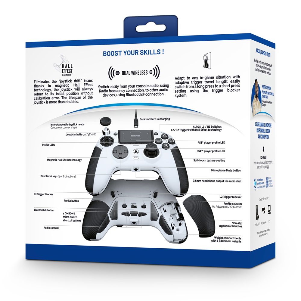 Nacon 2808849 Revolution 5 Pro PC/PS4/PS5 vezetékes és vezeték nélküli fehér kontroller