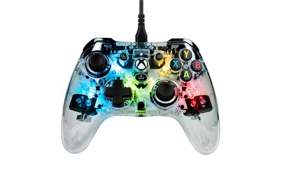 Nacon 2808830 EVOL-XPROLIGHT XBXK Evol-X Xbox One/Xbox Series vezetékes RGB átlátszó kontroller