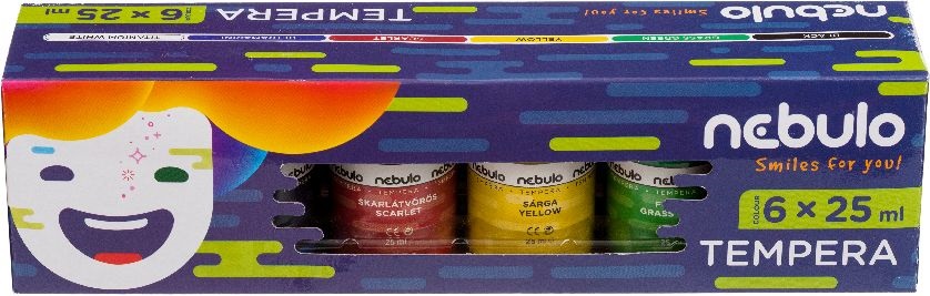 Nebulo 25ml-es 6 színű tégelyes tempera készlet
