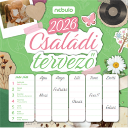Nebulo Családi tervező 2026 2 heti mágneses naptár