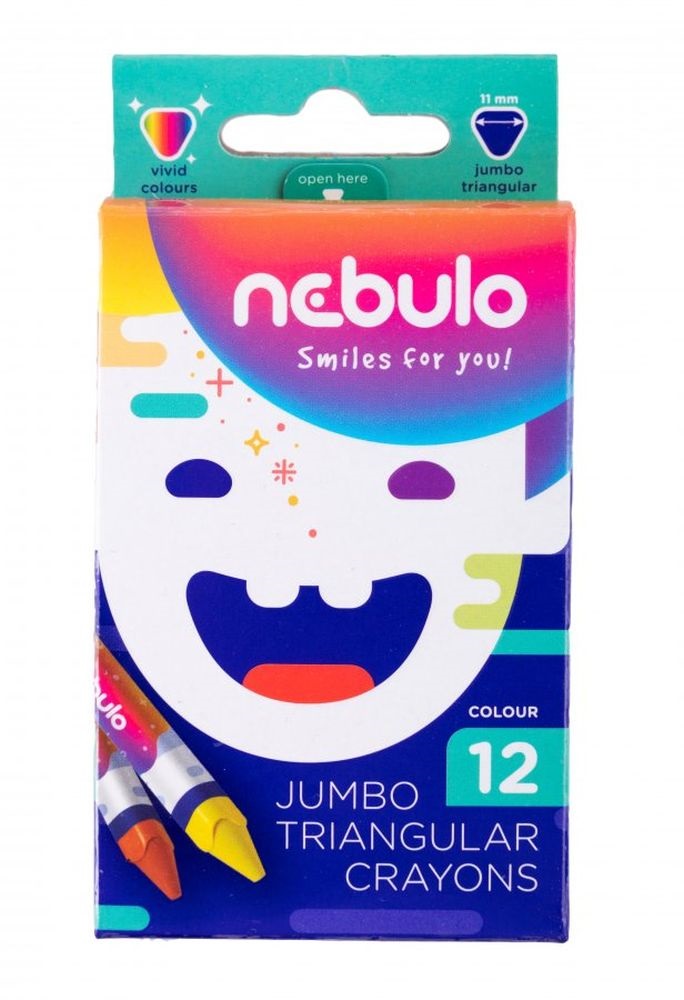 Nebulo Jumbo háromszögletű 12 db-os vegyes színű zsírkréta készlet
