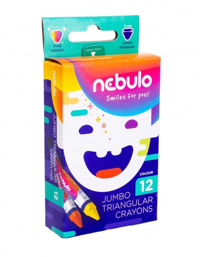 Nebulo Jumbo háromszögletű 12 db-os vegyes színű zsírkréta készlet