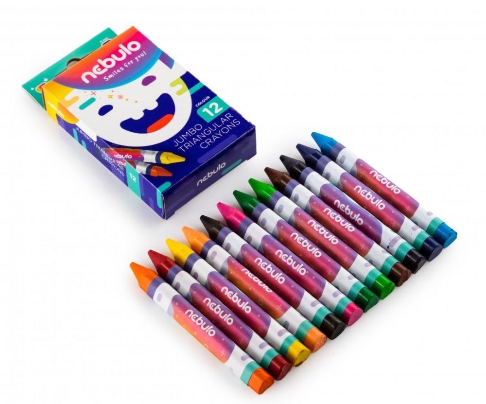 Nebulo Jumbo háromszögletű 12 db-os vegyes színű zsírkréta készlet