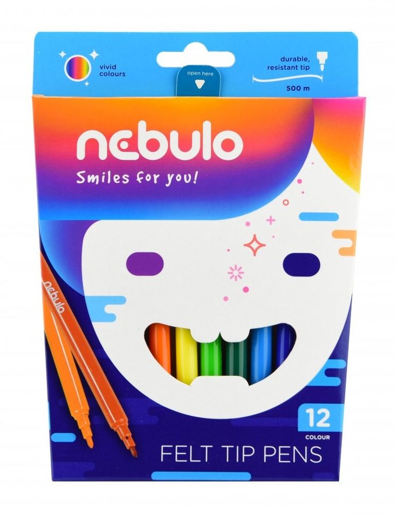 Nebulo vízbázisú 12db-os vegyes színű filctoll készlet