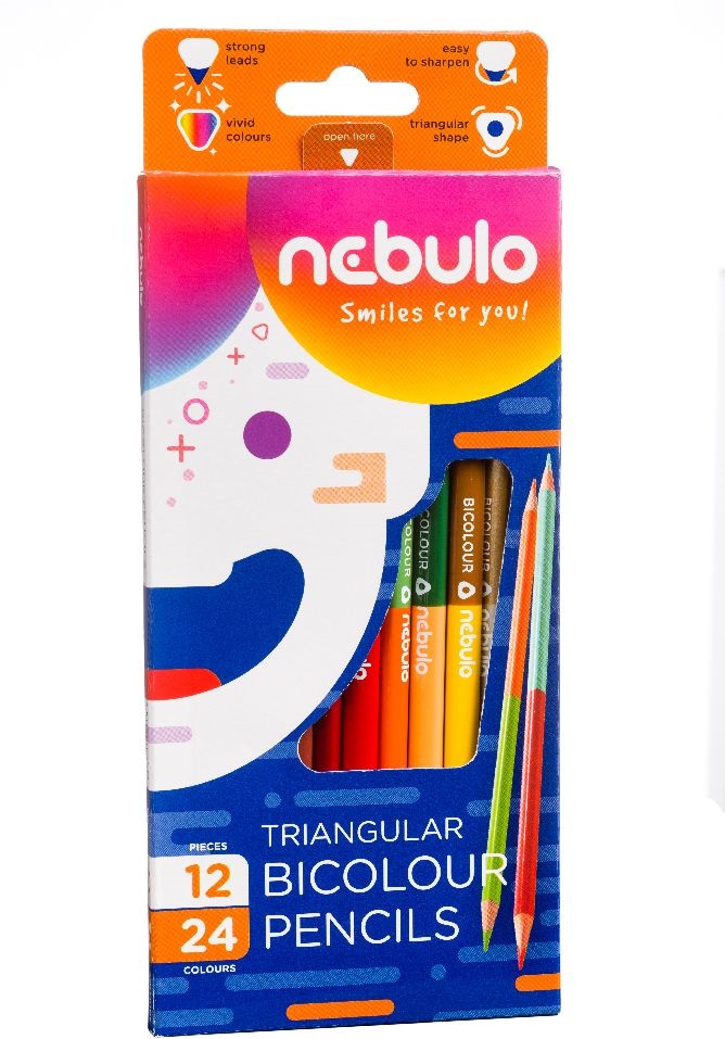 Nebulo kétvégű háromszögletű 12/24 színesceruza készlet