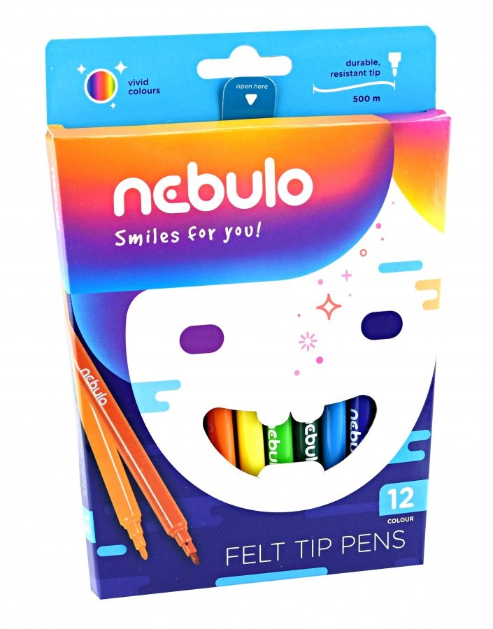 Nebulo vízbázisú 12 db színes filctoll készlet