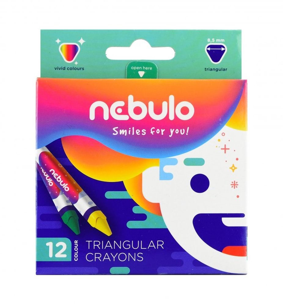 Nebulo háromszögletű 12 db-os vegyes színű zsírkréta készlet