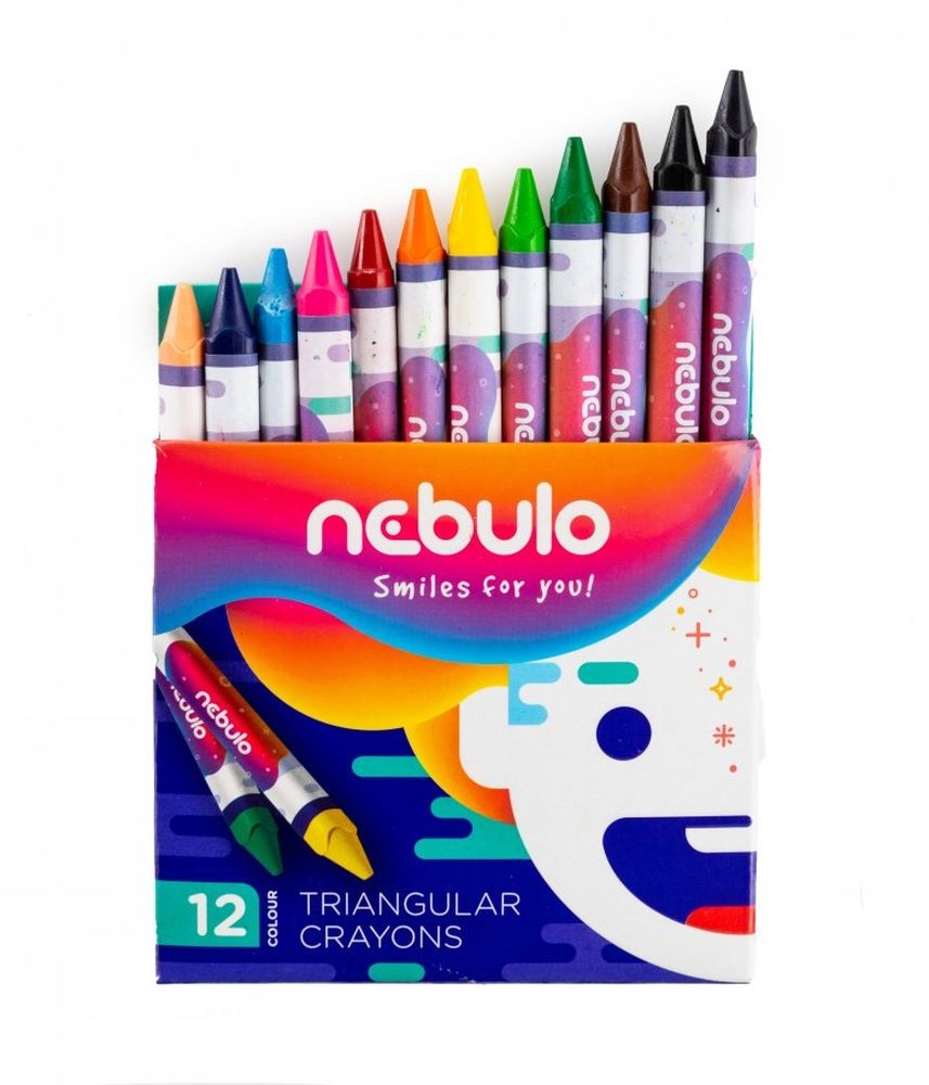 Nebulo háromszögletű 12 db-os vegyes színű zsírkréta készlet