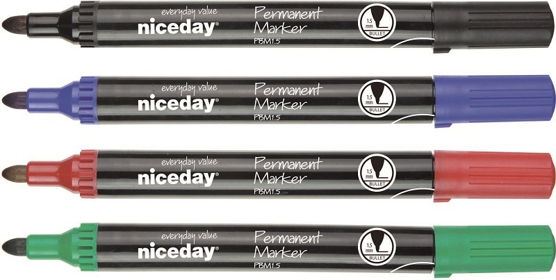 Niceday kerek hegyű 4db-os vegyes színű permanent marker készlet