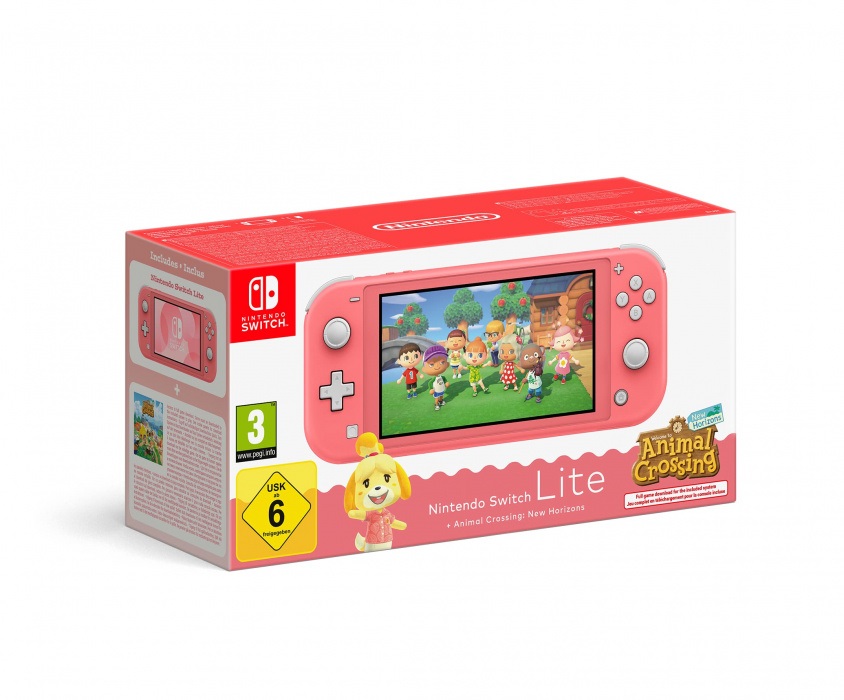 Nintendo Switch Lite korall játékkonzol + Animal Crossing: New Horizons játékszoftver