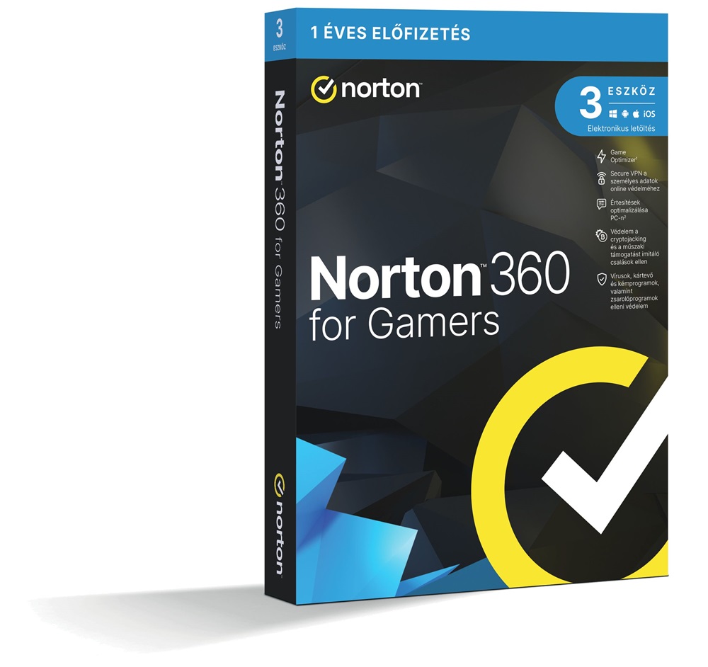 Norton 360 for gamers 50GB HUN 1 Felhasználó 3 gép 1 éves dobozos vírusirtó szoftver